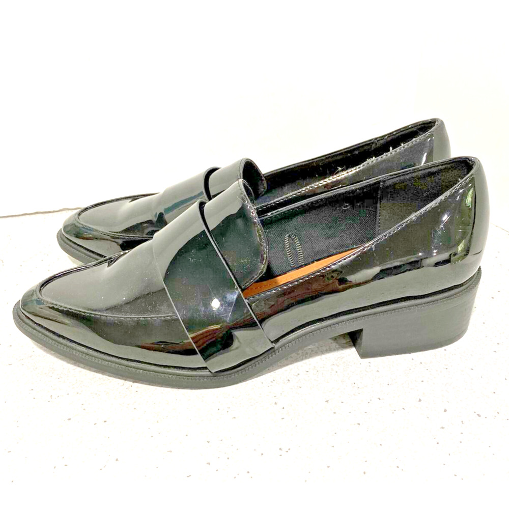 H&M Black Patent Penny Loafers Classic Career Casual Low Heels EU 39 / US 8M